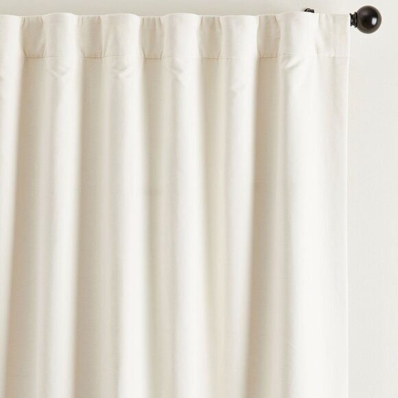 Pottery Barn Velvet Twill Blackout Curtain Window Panel Ivory 50